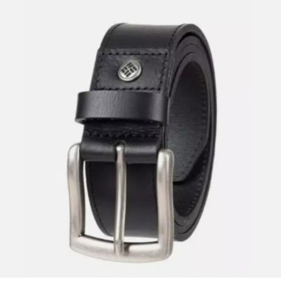 NEW Columbia Men's XL Leather Belt Black Fits Pants With Metal Buckle - Picture 1 of 6